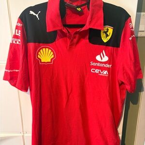Puma Red and Black Ferrari Polo Shirt with Logos